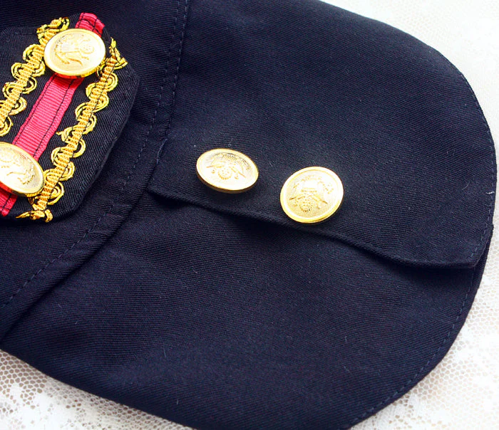 Handcrafted Royal Military Pet Suit Gold Trimmed Dog Outfit Jacket Suit Shirt Two-Piece Prince Uniform Badge - Image 7