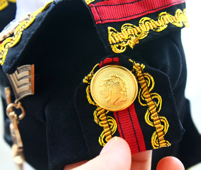 Handcrafted Royal Military Pet Suit Gold Trimmed Dog Outfit Jacket Suit Shirt Two-Piece Prince Uniform Badge - Image 9