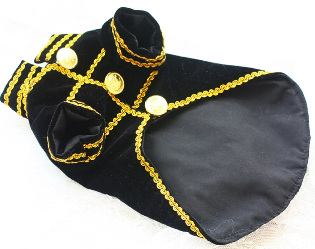 Handcrafted Velvet Dog Outfit with Gold Embroidery Double Breasted Buttons Vintage Pet Jacket - Image 5