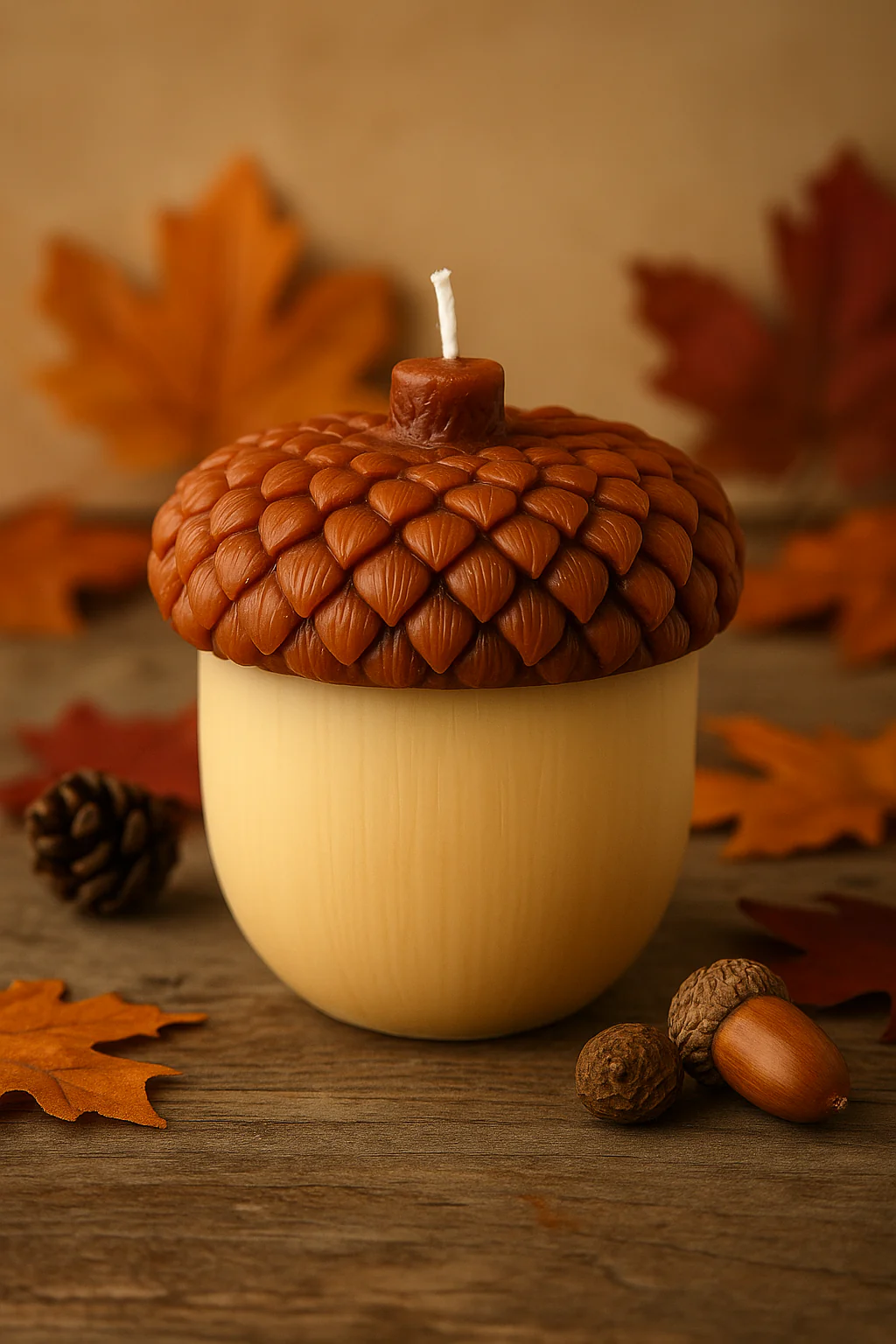 Handmade Acorn Candle – Rustic Fall Decor - Image 2