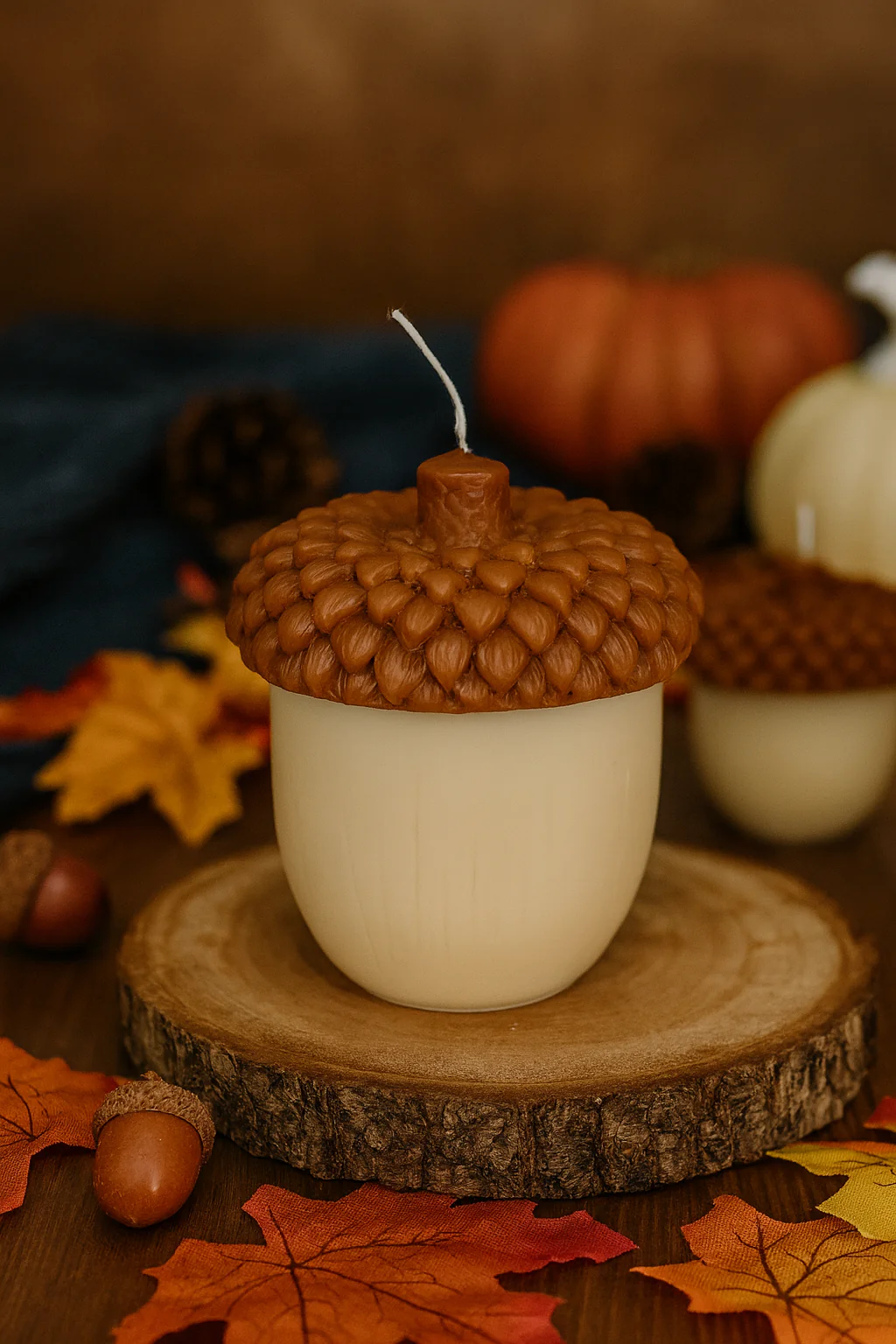 Handmade Acorn Candle – Rustic Fall Decor - Image 3