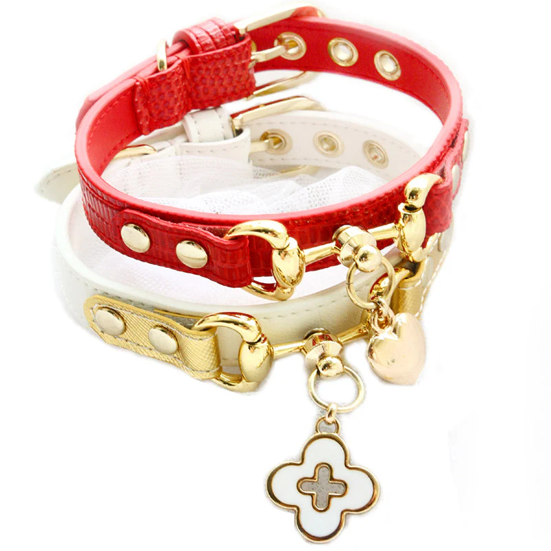 Handmade Calf Leather Pet Collar Leash Set for Small and Medium Dogs - Image 2