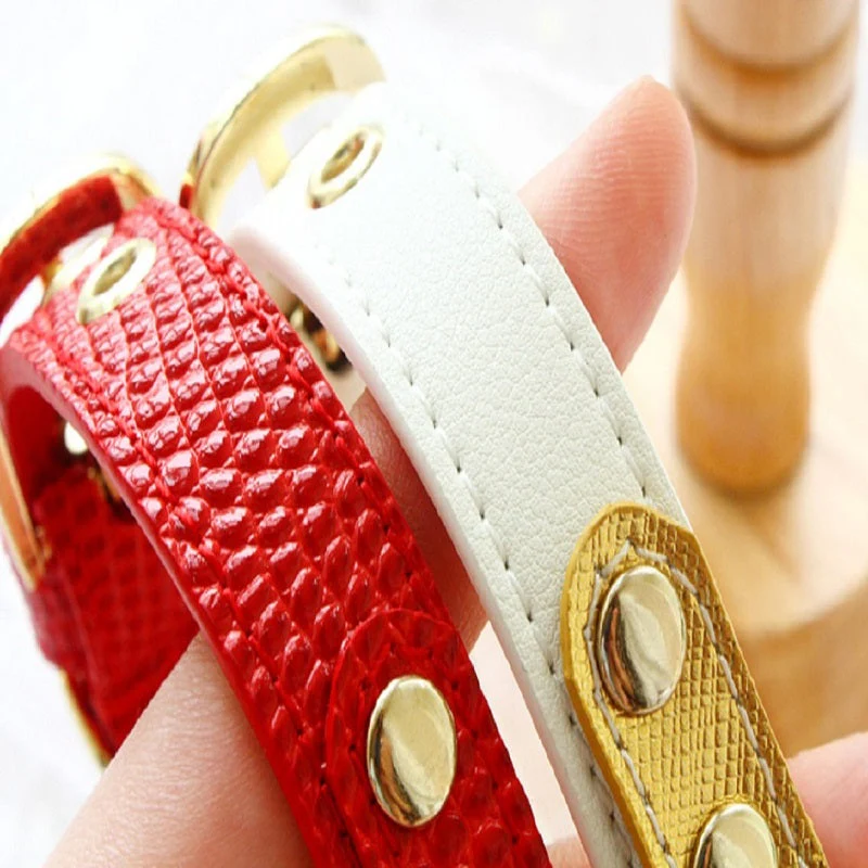 Handmade Calf Leather Pet Collar Leash Set for Small and Medium Dogs - Image 5