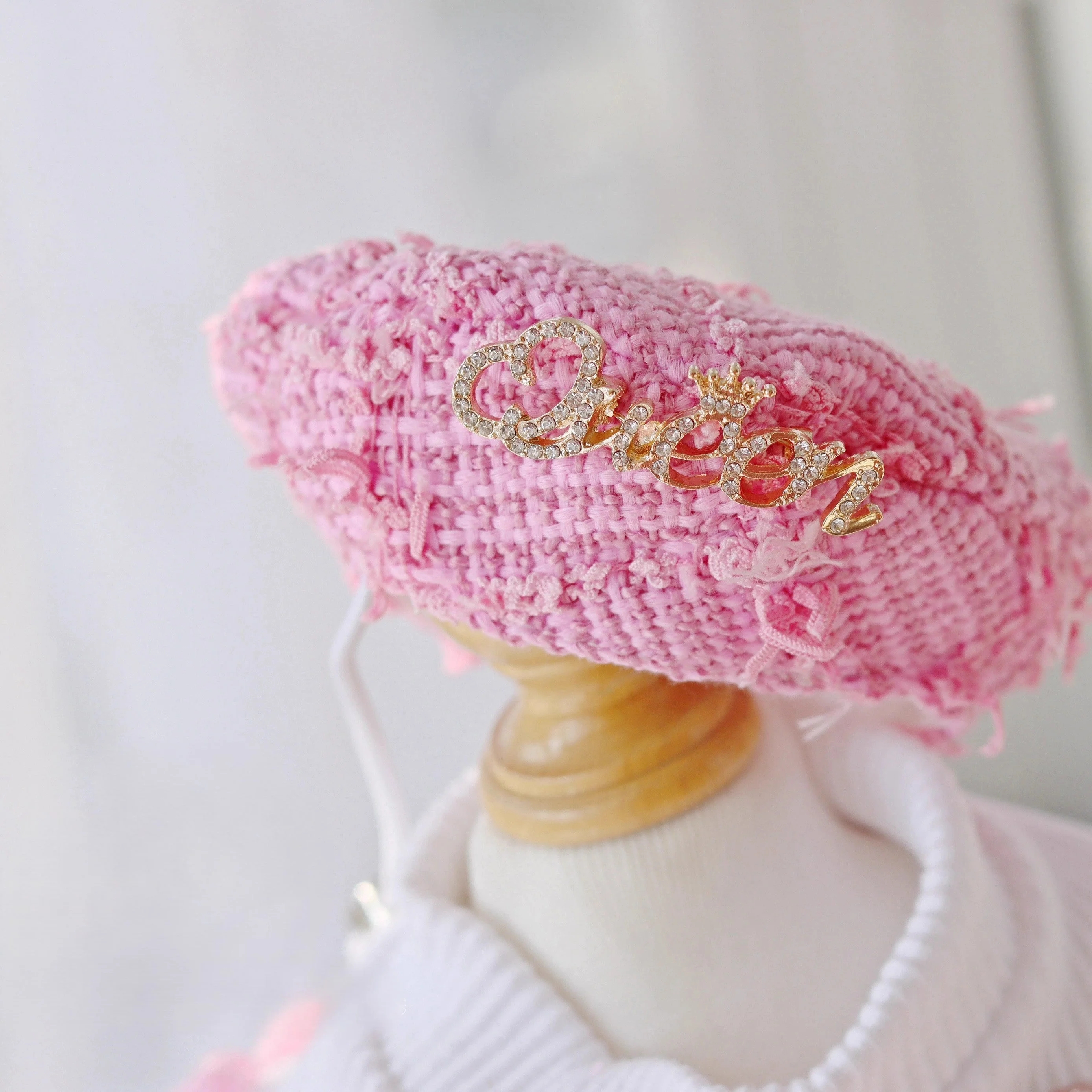 Handmade Chic Puppy Suit Pink Tweed Skirt Outfit - Image 3