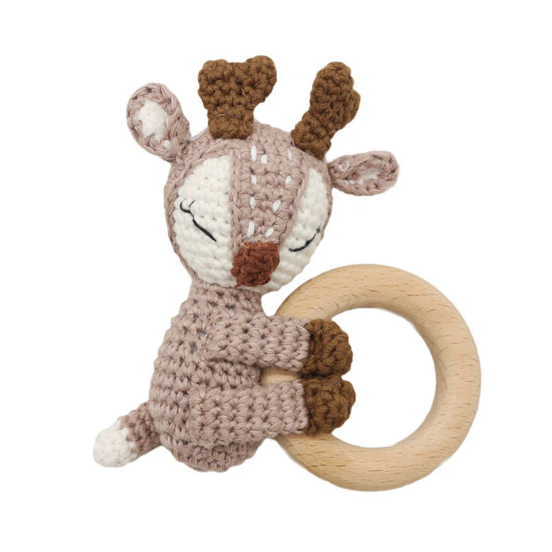 Handmade Crochet Fox Elk Rattle Toy Baby Molar Teether - Image 11