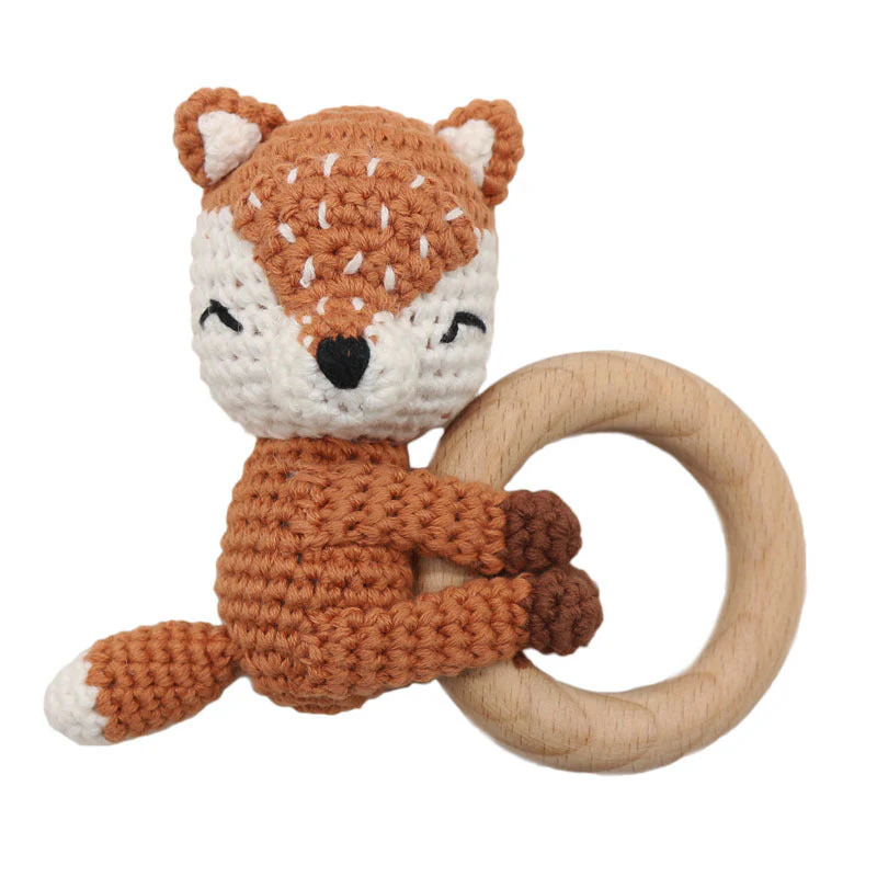 Handmade Crochet Fox Elk Rattle Toy Baby Molar Teether - Image 5