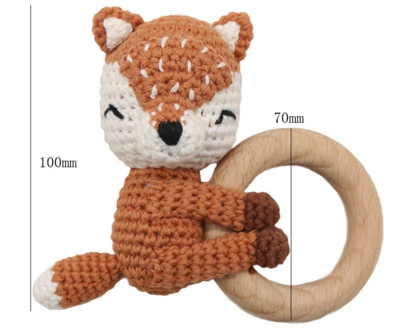 Handmade Crochet Fox Elk Rattle Toy Baby Molar Teether - Image 7