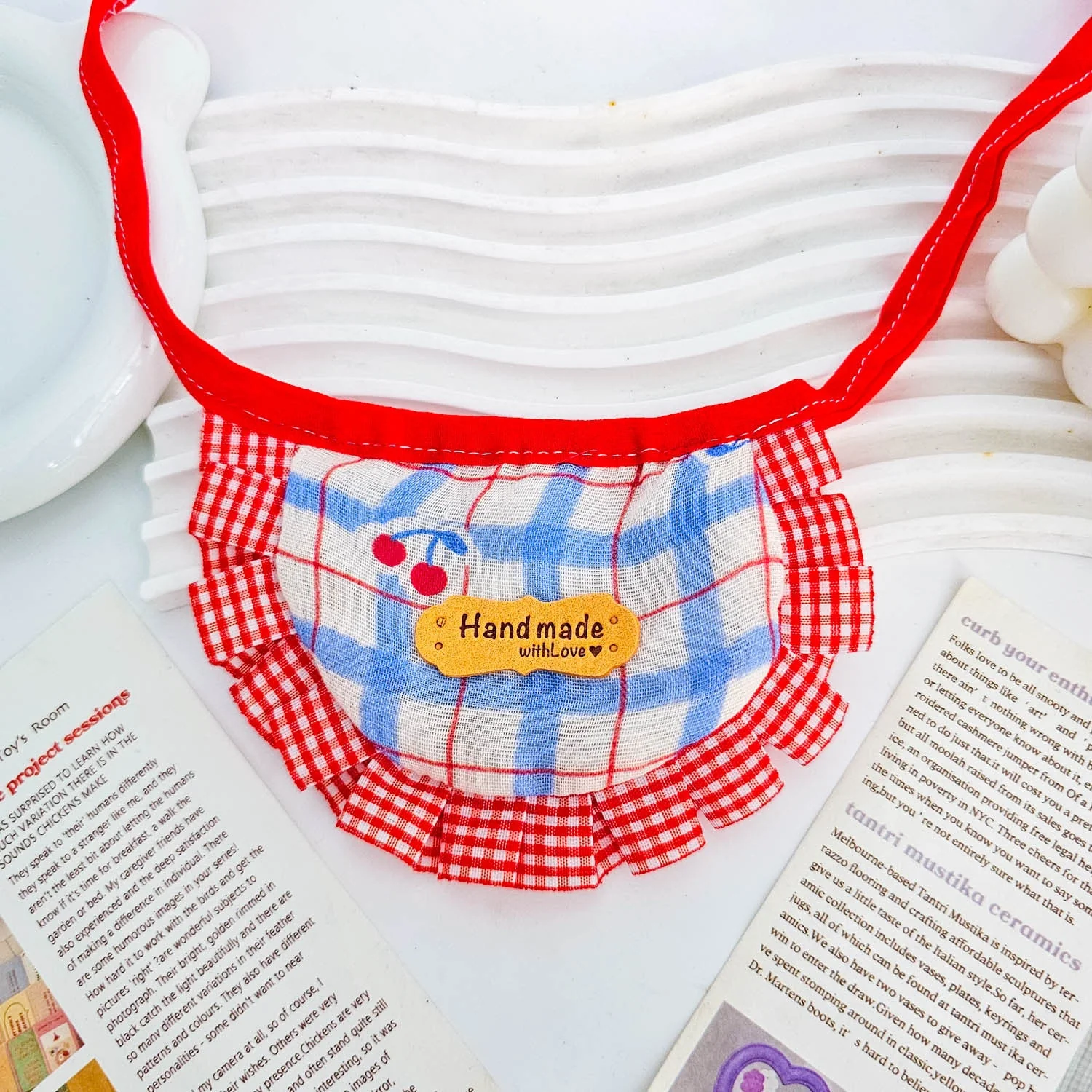 Handmade Cute Pet Bib with Ruffles - Image 3