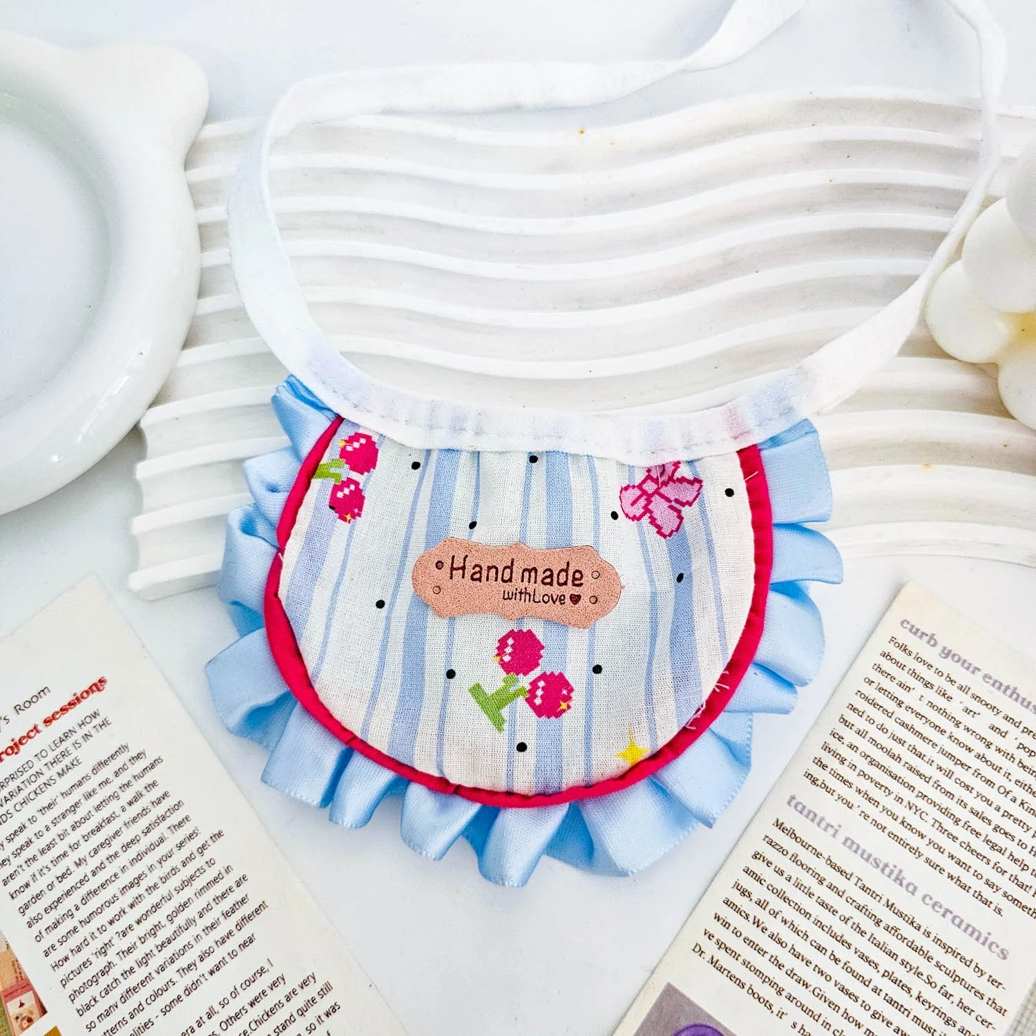 Handmade Cute Pet Bib with Ruffles - Image 4