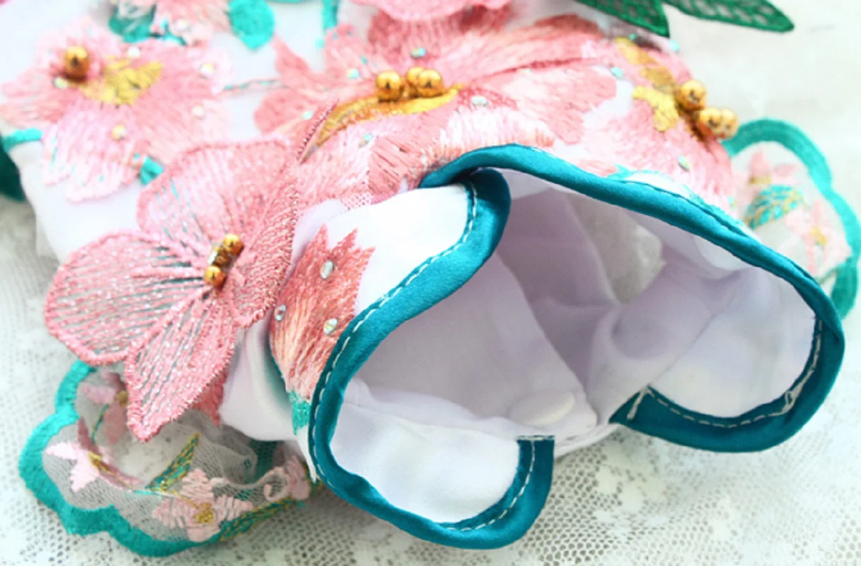 Handmade Dog Clothes Peony Pavilion Light Silk Embroidery Pet Dress - Image 4