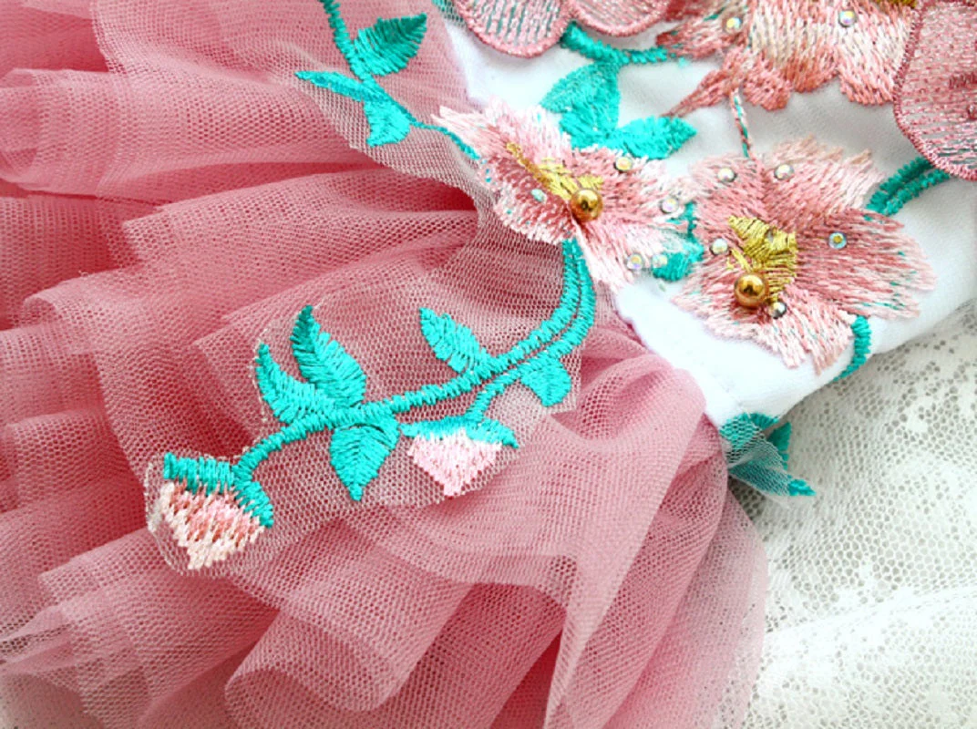 Handmade Dog Clothes Peony Pavilion Light Silk Embroidery Pet Dress - Image 6