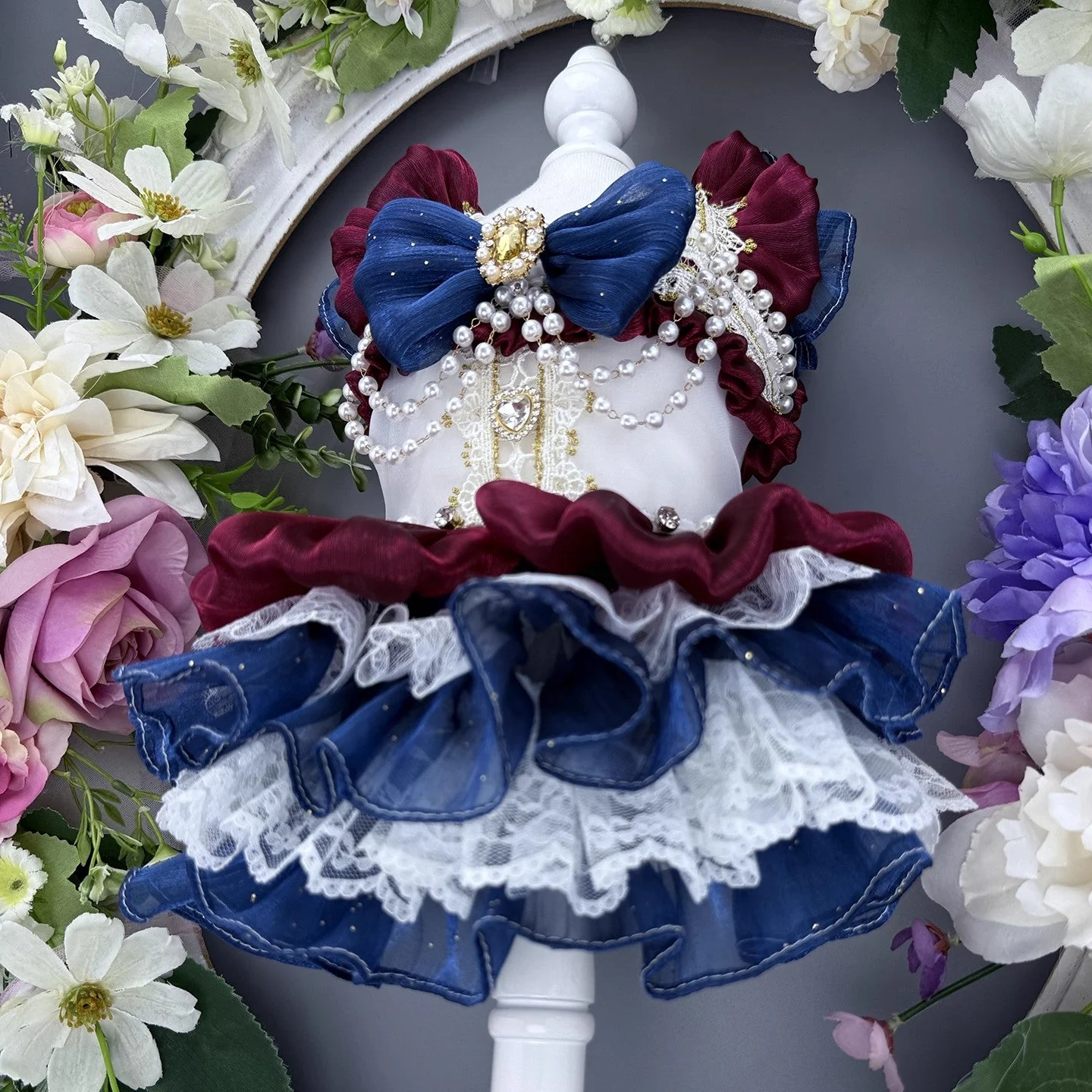 Handmade Luxury Dog Dress Royal Style Lace Tutu - Image 2