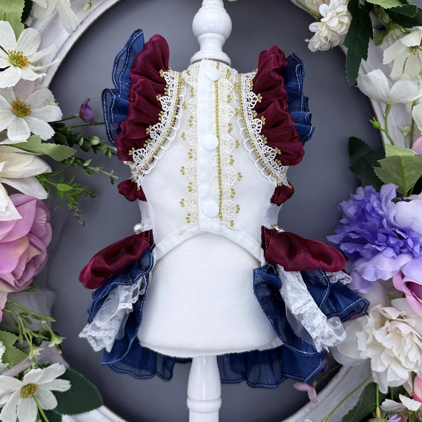 Handmade Luxury Dog Dress Royal Style Lace Tutu - Image 3