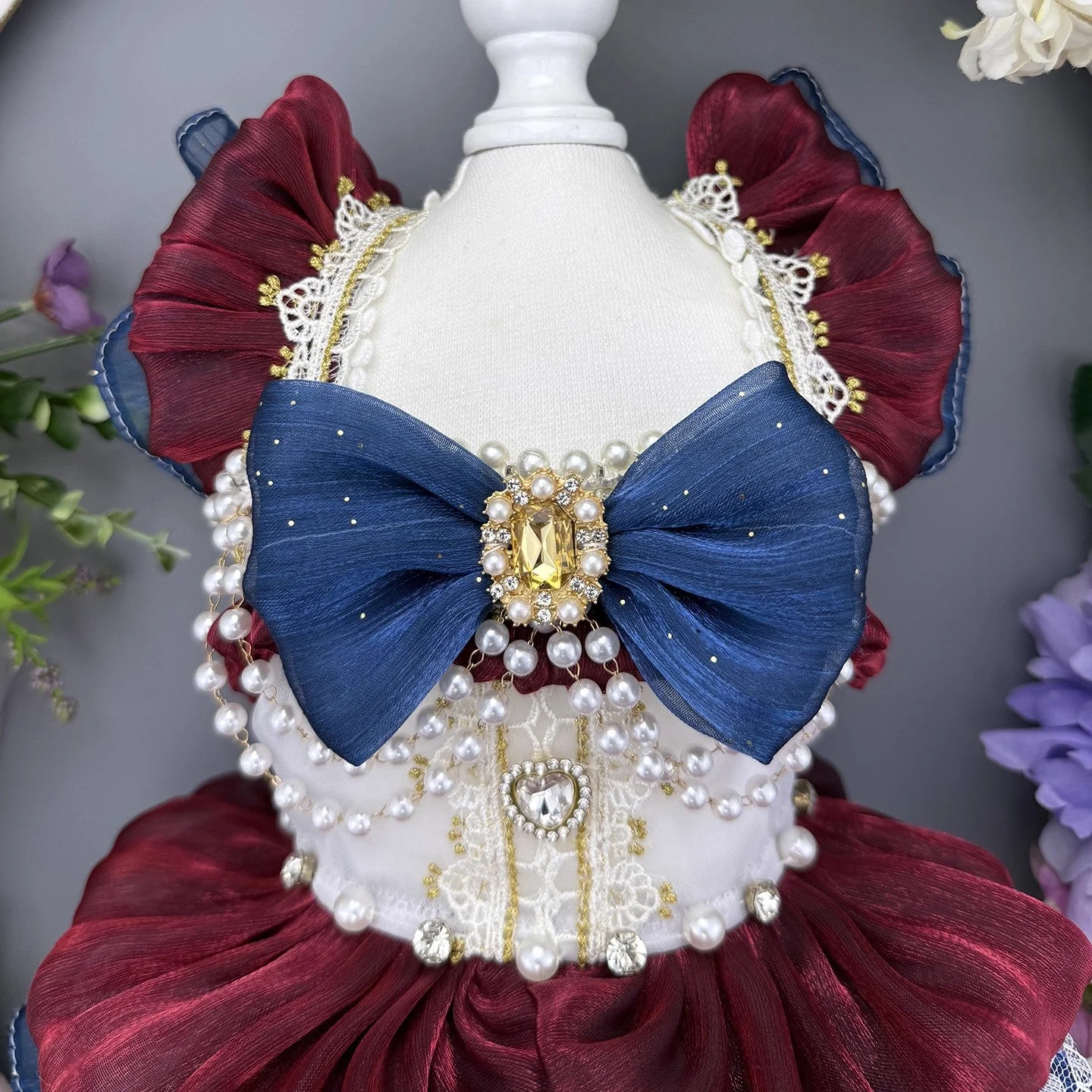 Handmade Luxury Dog Dress Royal Style Lace Tutu - Image 6
