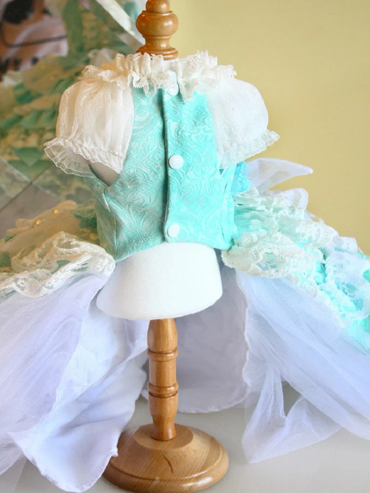 Handmade Luxury Dog Trailing Dress Pet Clinoline Weddings Gown - Image 6