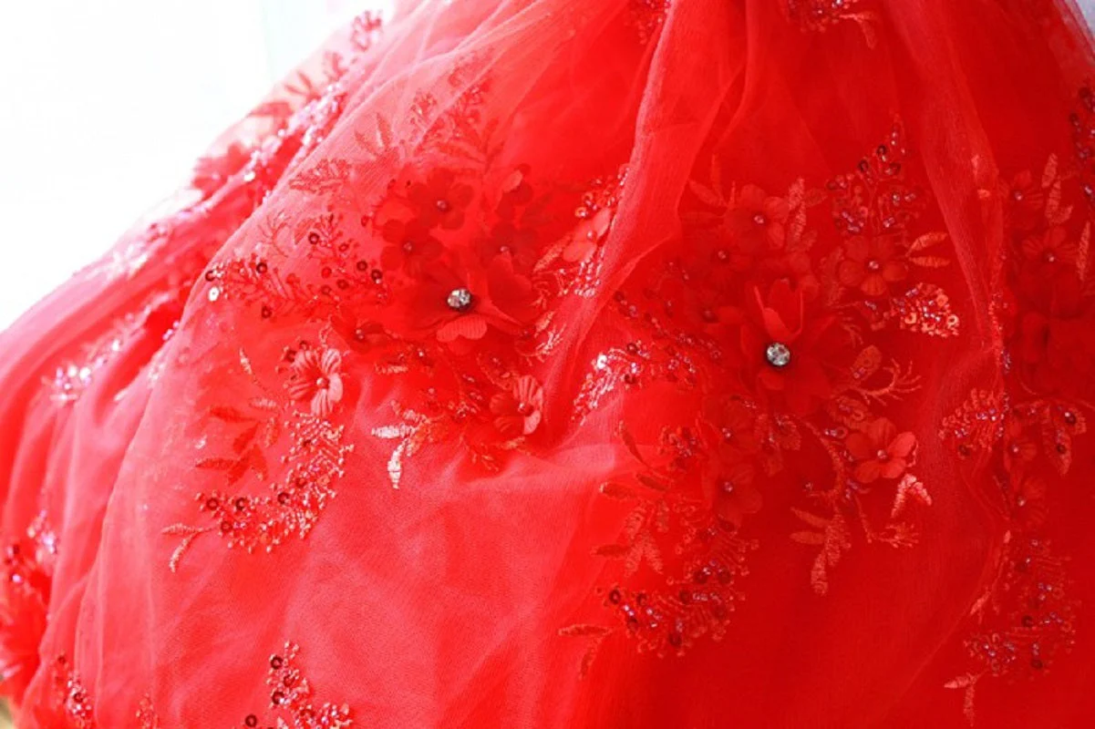 Handmade Luxury Pet Gown Red Lace Princess Dog Dress Weddings Special Occasions Photo Shoots Holiday Birthday - Image 9