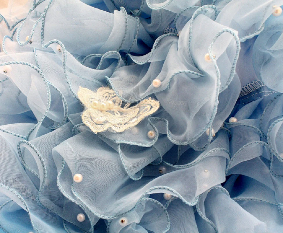 Handmade Luxury Pet Gown Trailing Dress Blue Chiffon Dog Gown Dog Dress - Image 10