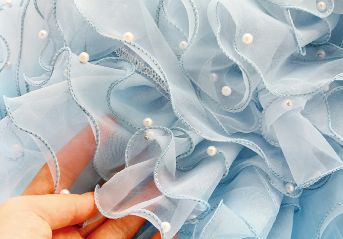 Handmade Luxury Pet Gown Trailing Dress Blue Chiffon Dog Gown Dog Dress - Image 12