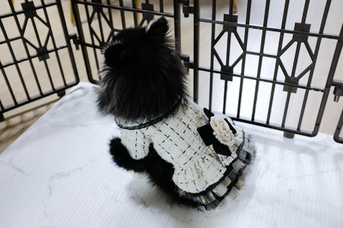 Handmade Luxury Pet Tweed Coat Dog Dress Outfit For Winter Fashion - Image 13