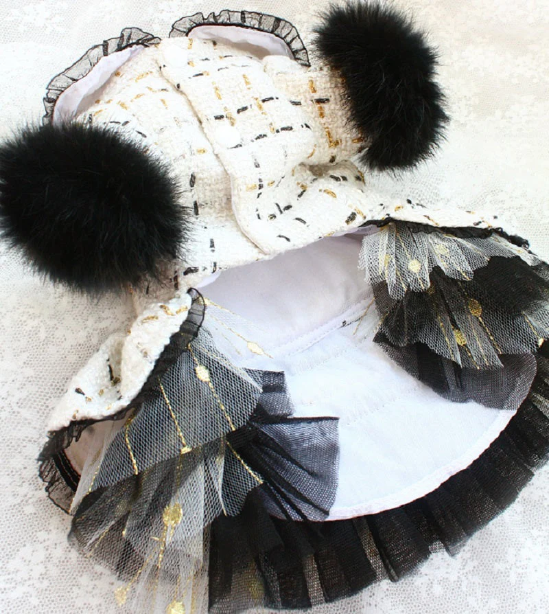 Handmade Luxury Pet Tweed Coat Dog Dress Outfit For Winter Fashion - Image 7