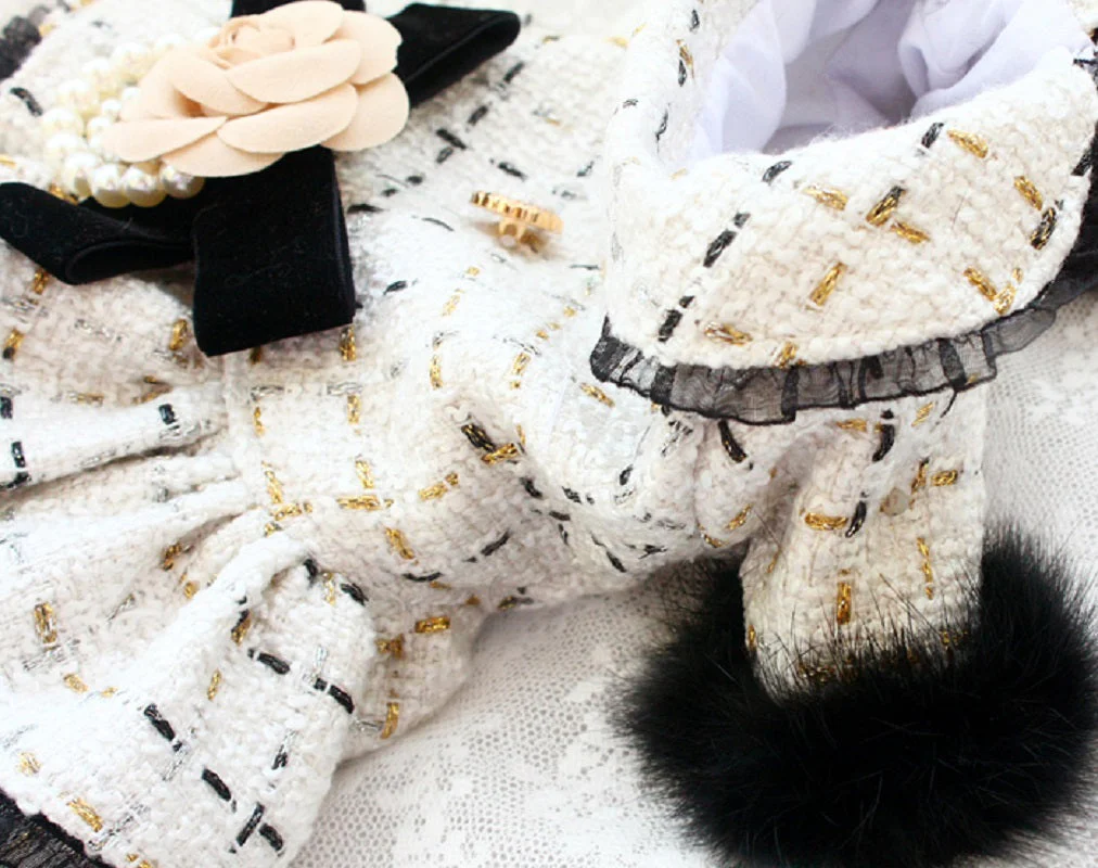 Handmade Luxury Pet Tweed Coat Dog Dress Outfit For Winter Fashion - Image 8