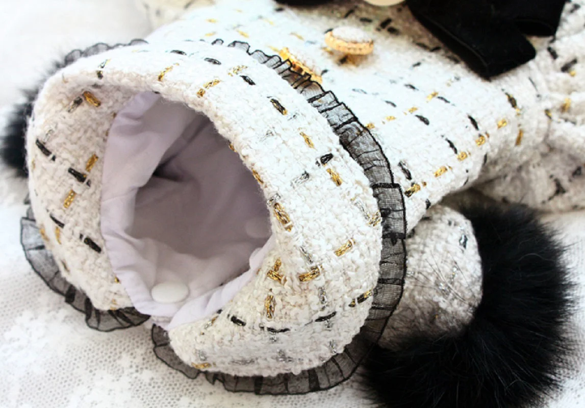 Handmade Luxury Pet Tweed Coat Dog Dress Outfit For Winter Fashion - Image 9
