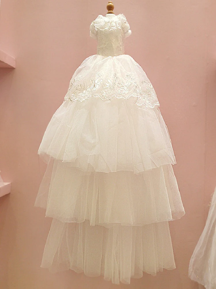 Handmade Luxury White Pet Wedding Dress Dogs Cats Bridal Gown - Image 4