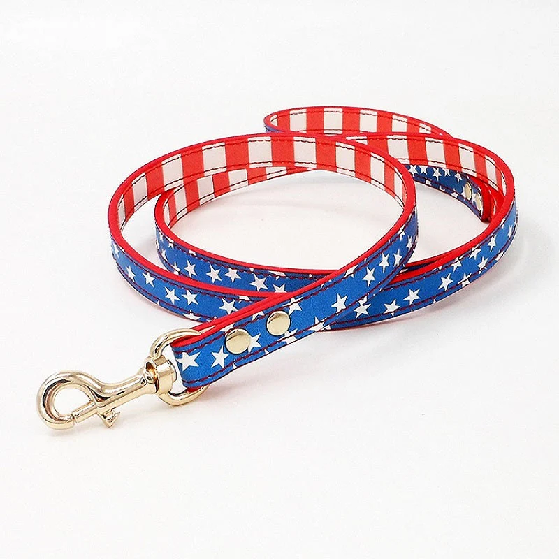 Handmade Patriotic American Flag Pet Collar Small and Medium Dogs Collar Leash - Image 4