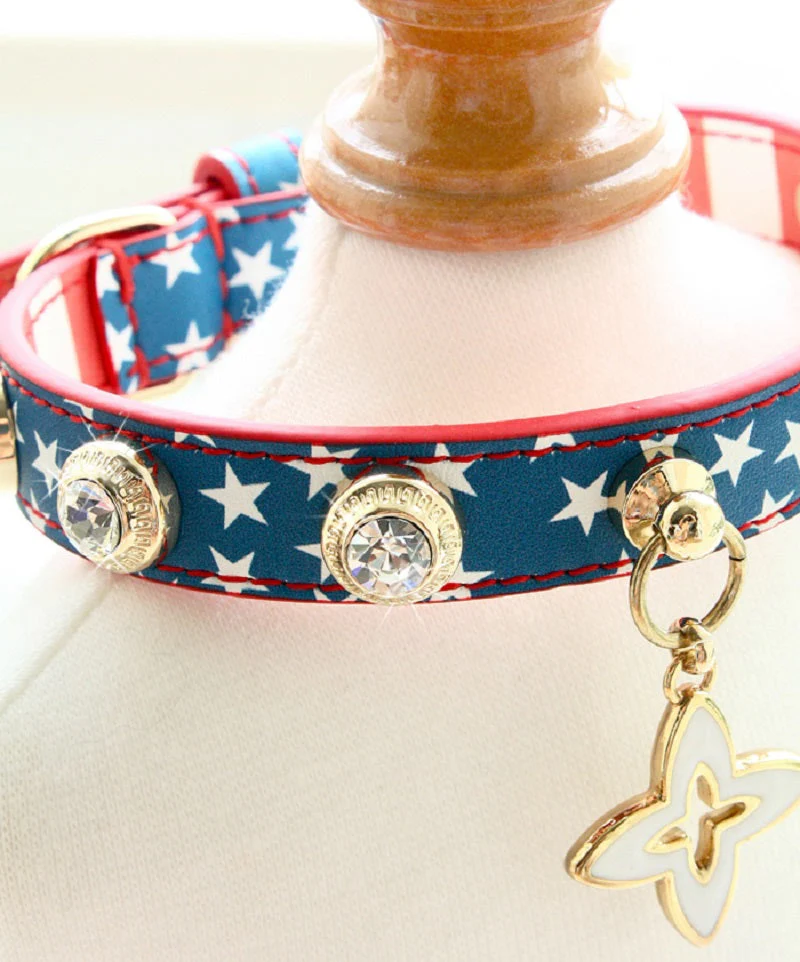 Handmade Patriotic American Flag Pet Collar Small and Medium Dogs Collar Leash - Image 7