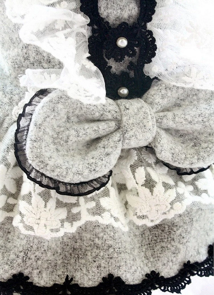 Handmade Pet Clothing Simple Design Chic Grey Wool Dog Coat Dress - Image 6