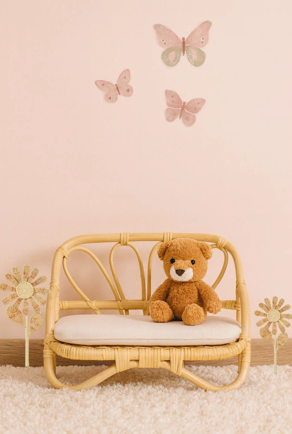 Handmade Rattan Doll Sofa | Boho Montessori Doll Furniture | Eco-Friendly Pretend Play Couch for Girls Dolls - Image 2