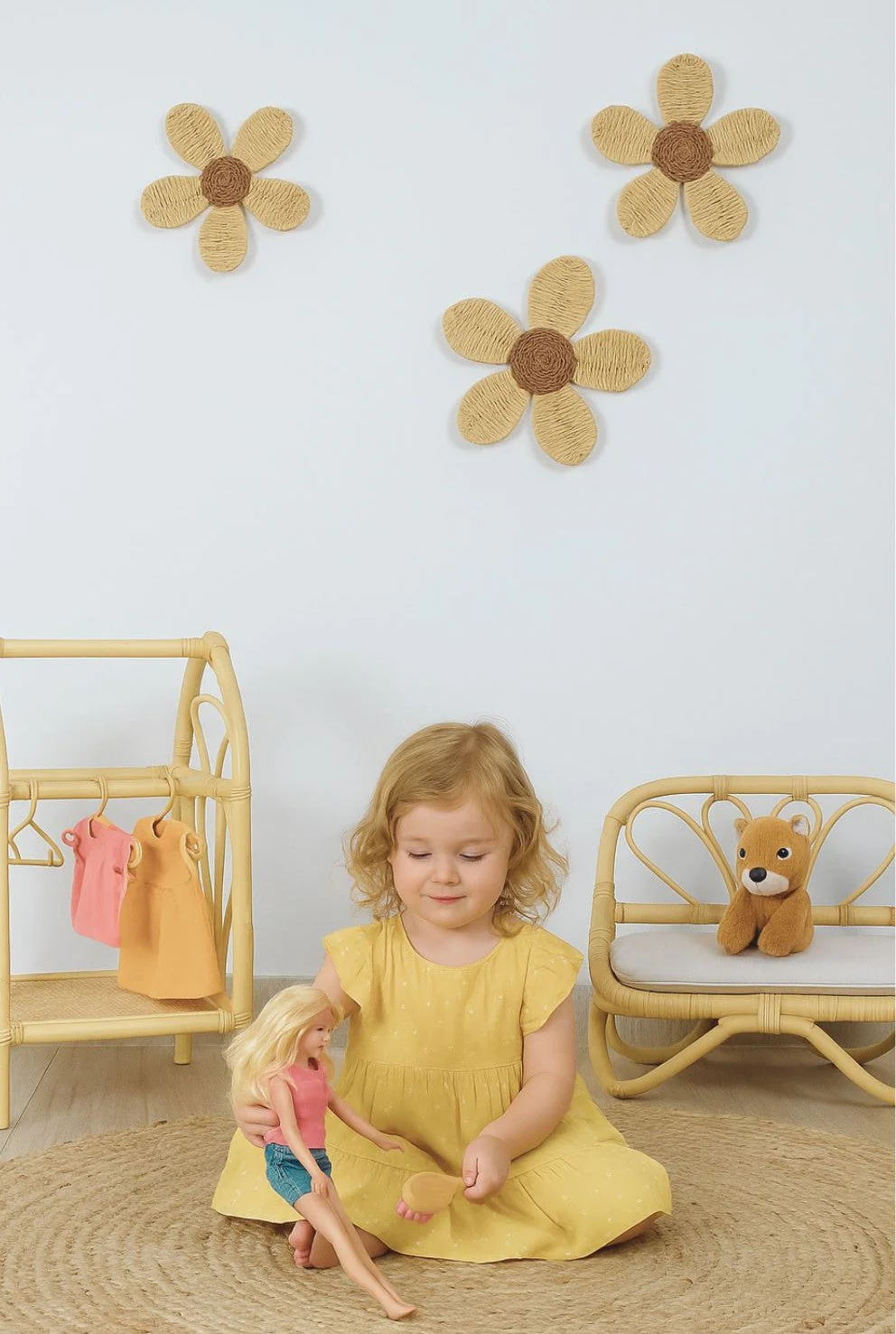 Handmade Rattan Doll Sofa | Boho Montessori Doll Furniture | Eco-Friendly Pretend Play Couch for Girls Dolls - Image 7