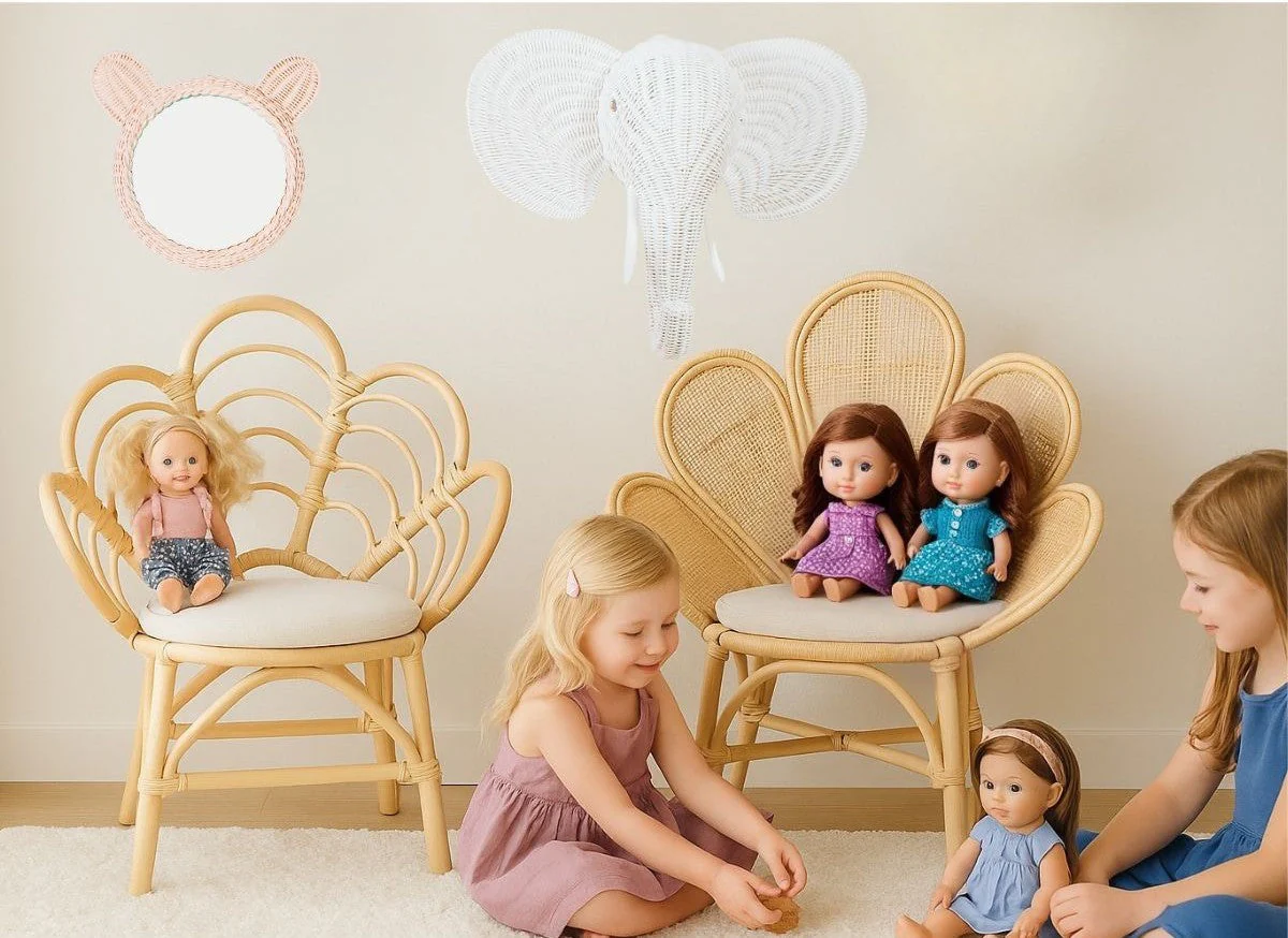 Handmade Rattan Flower Chair for Kids – Blossom Bloom Rattan Chair – Handwoven Flower Chair for Kids and Dolls| Boho Nursery & Playroom Furniture - Image 6