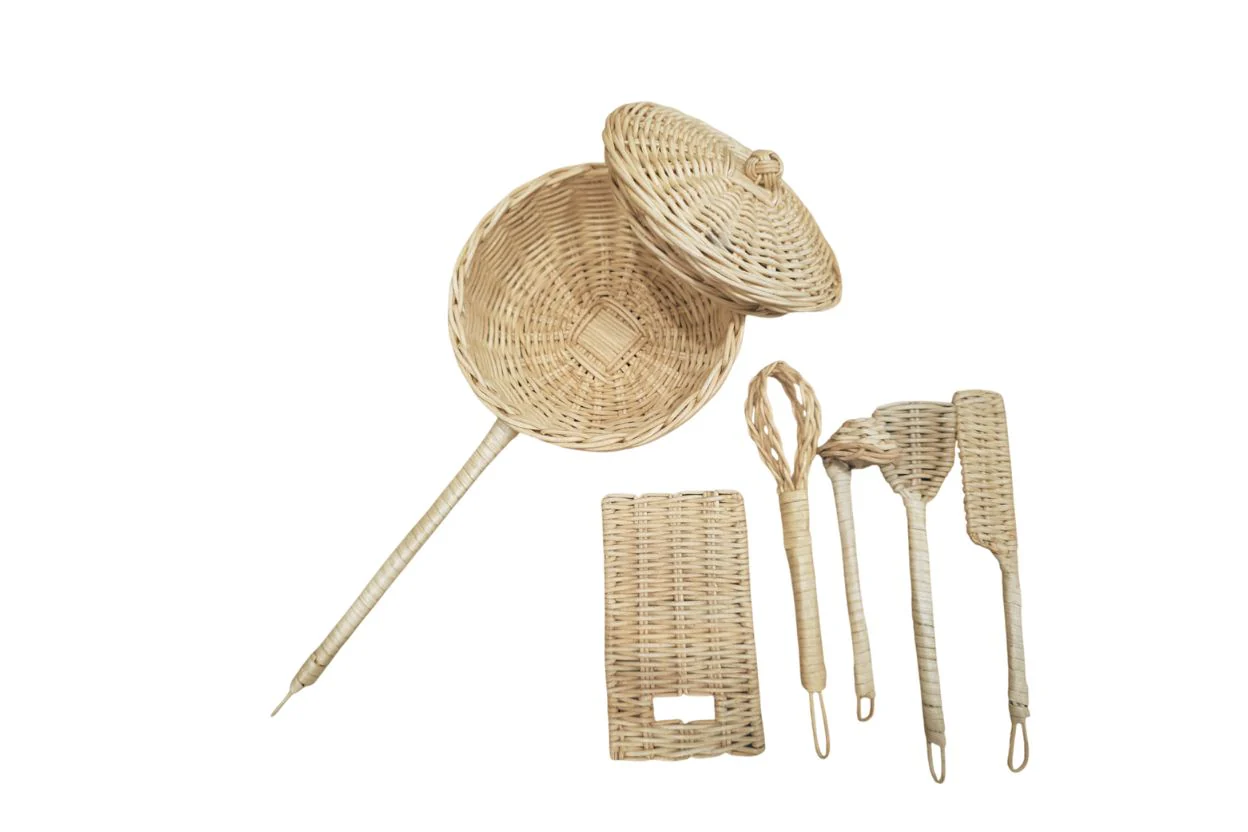 Handmade Rattan Play Kitchen Utensils - Montessori Pretend Play Cooking Set - Image 3