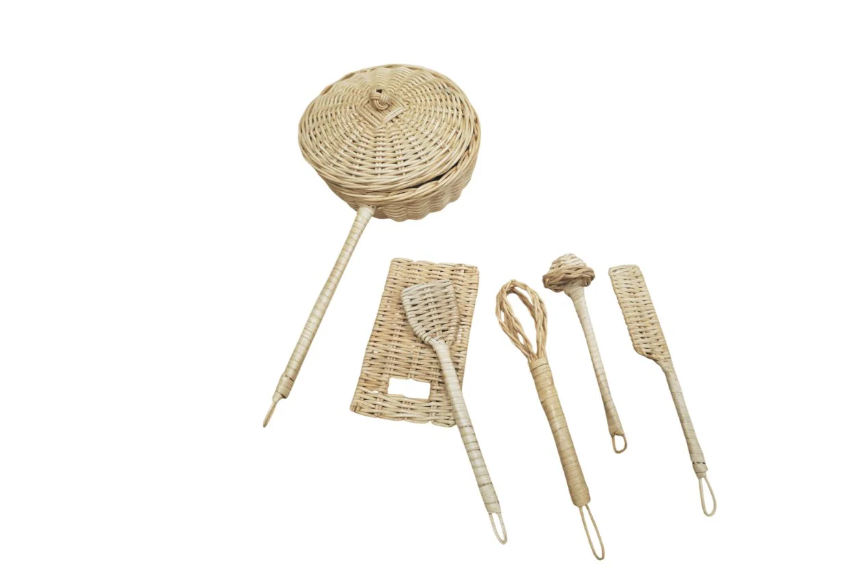 Handmade Rattan Play Kitchen Utensils - Montessori Pretend Play Cooking Set - Image 5