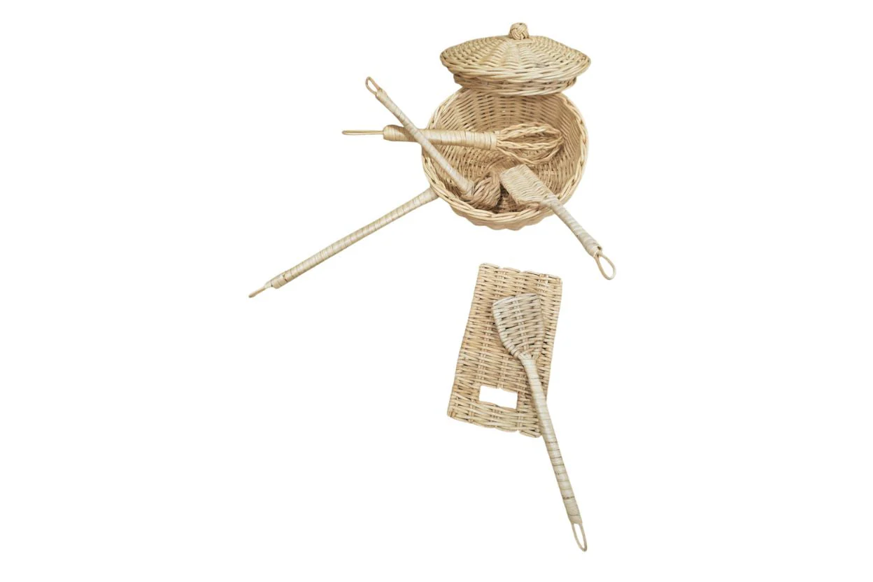 Handmade Rattan Play Kitchen Utensils - Montessori Pretend Play Cooking Set - Image 6