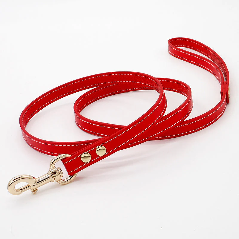 Handmade Red and Pink Bow Calf Leather Dog Collar with Rhinestone for Small Pets - Image 6