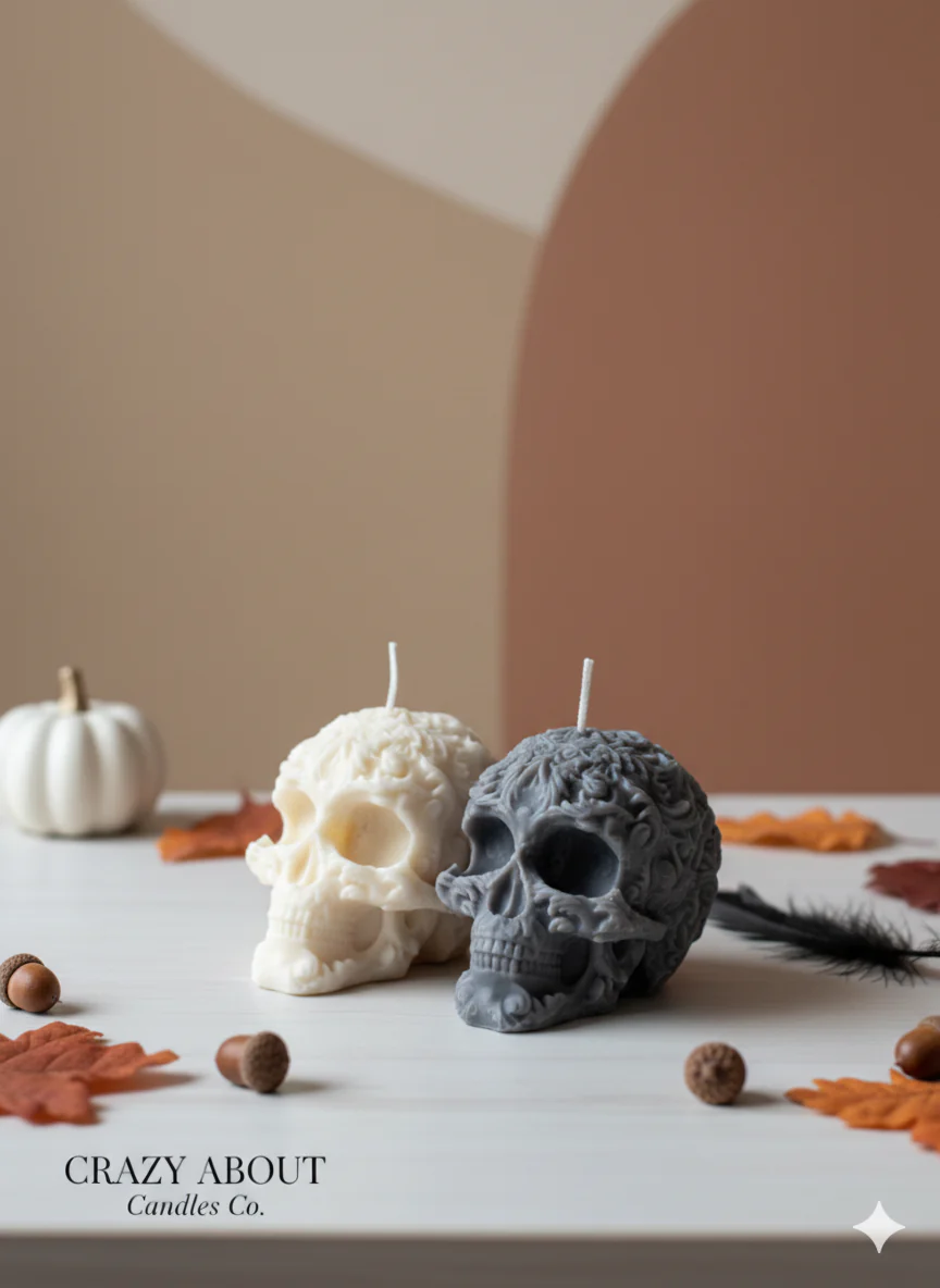 Handmade Skull Candle with Floral Details – Custom Colors & Scents for a Unique Touch - Image 3