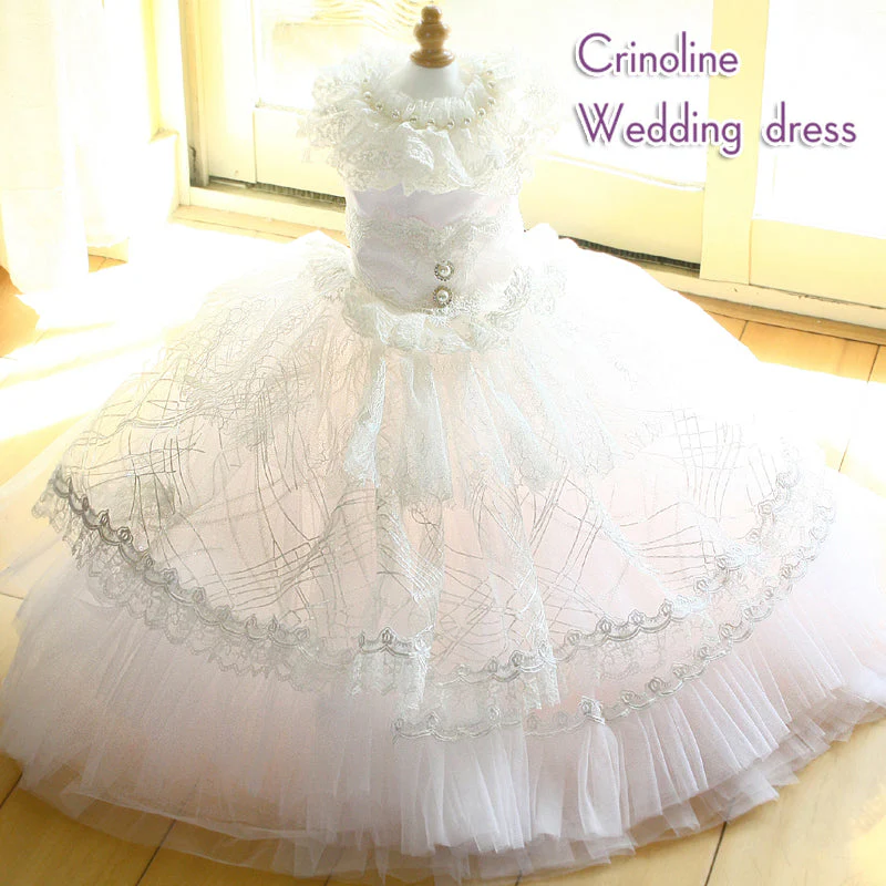 Handmade Victorian Inspired White Crinoline Unique Pet Clothes Dog Wedding Dress Elegant Bridal Gown - Image 3