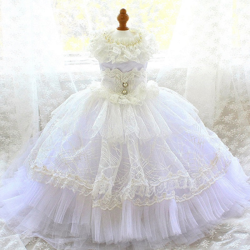 Handmade Victorian Inspired White Crinoline Unique Pet Clothes Dog Wedding Dress Elegant Bridal Gown - Image 6