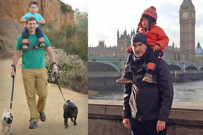 Hands-Free Shoulder Carrier with Ankle Straps and Cushioned Hip Seat Nylon Child Strap Rider travel back frame infant saddle - Image 3