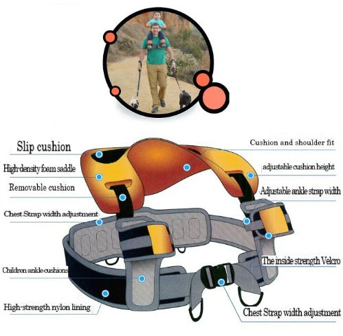 Hands-Free Shoulder Carrier with Ankle Straps and Cushioned Hip Seat Nylon Child Strap Rider travel back frame infant saddle - Image 6