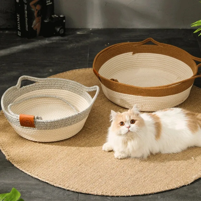 Handwoven Rattan Cat Bed – Cozy, Scratch-Resistant & Washable - Image 2
