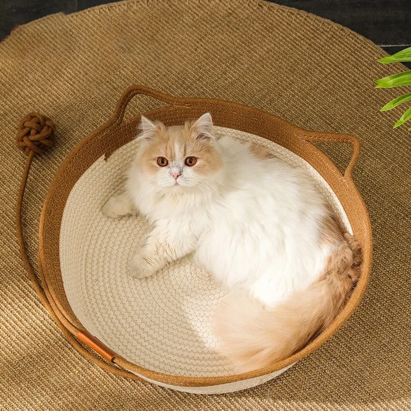 Handwoven Rattan Cat Bed – Cozy, Scratch-Resistant & Washable - Image 3