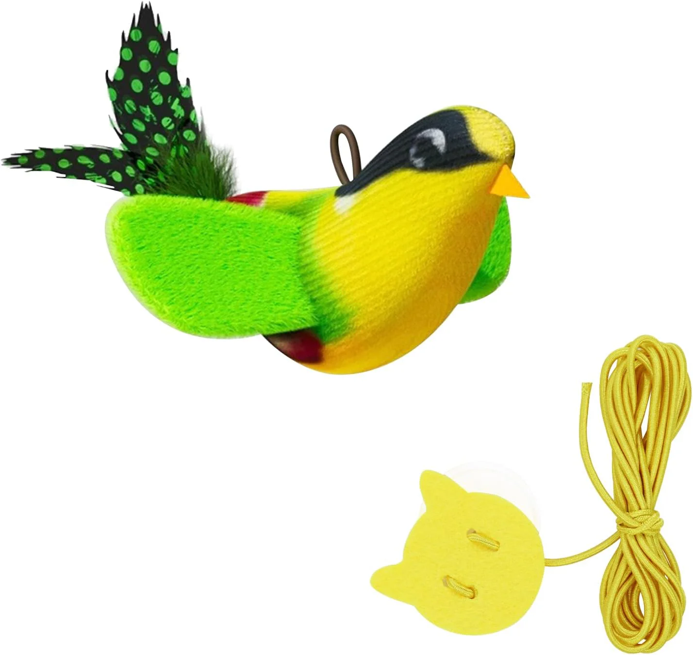 Hanging Bird Cat Toy with Elastic Cord, Suction Cup & Catnip - Image 2