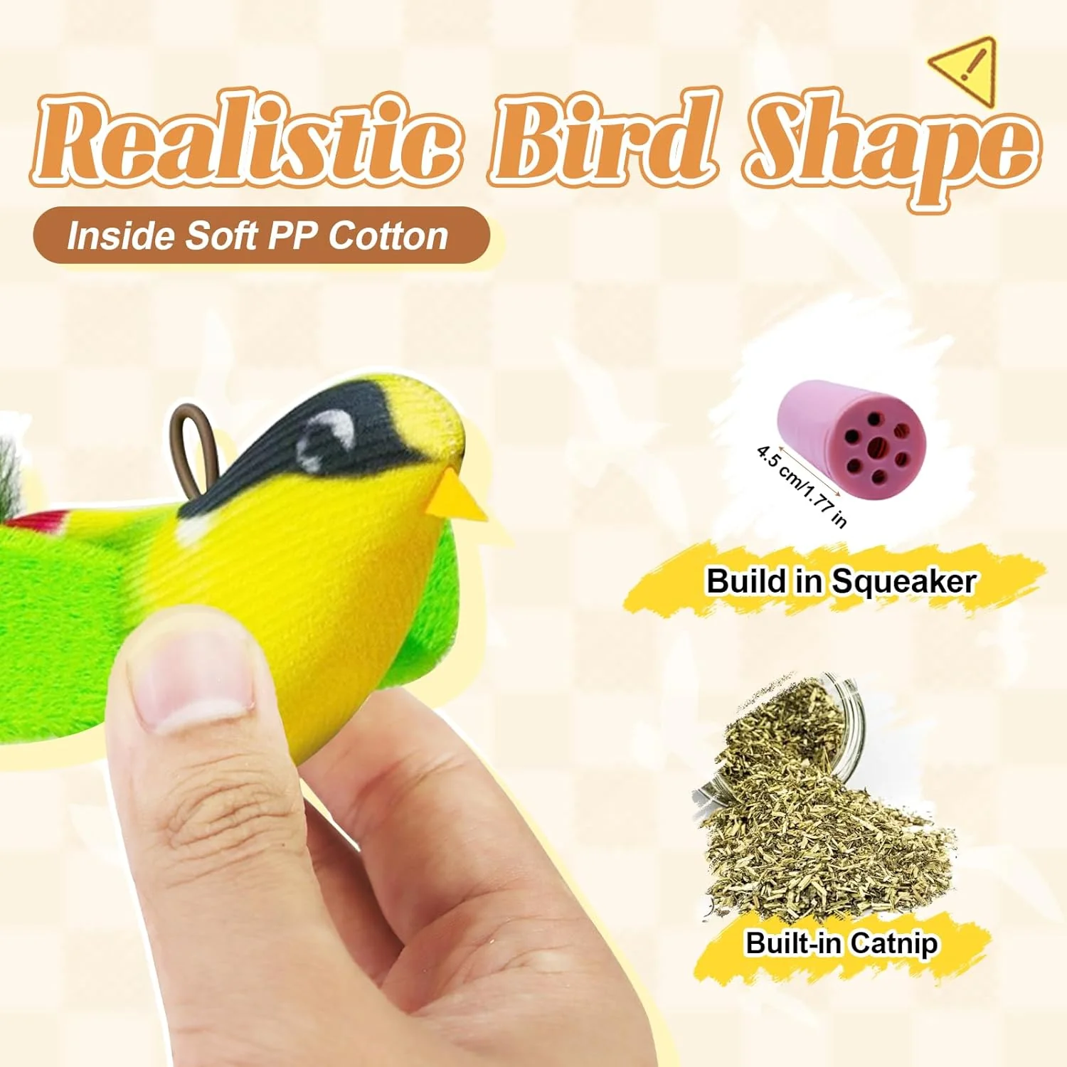 Hanging Bird Cat Toy with Elastic Cord, Suction Cup & Catnip - Image 3