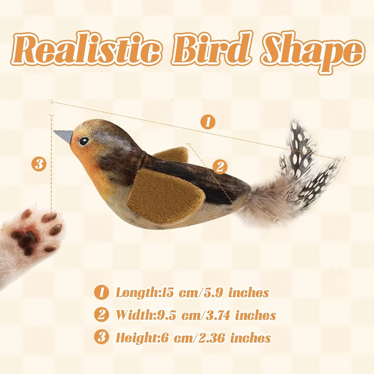 Hanging Bird Cat Toy with Elastic Cord, Suction Cup & Catnip - Image 6