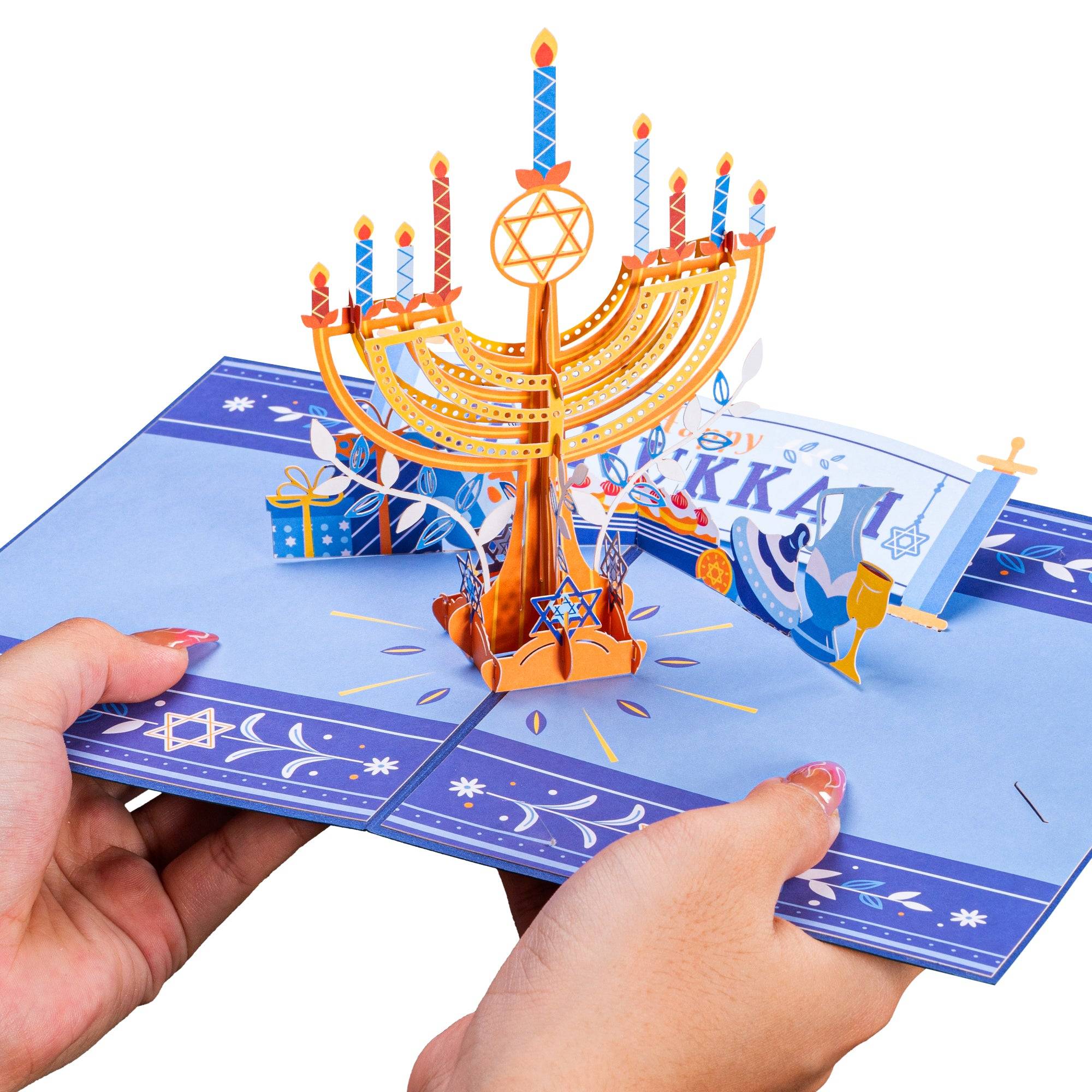 Hanukkah Menorah 3D Pop Up Card - Image 4