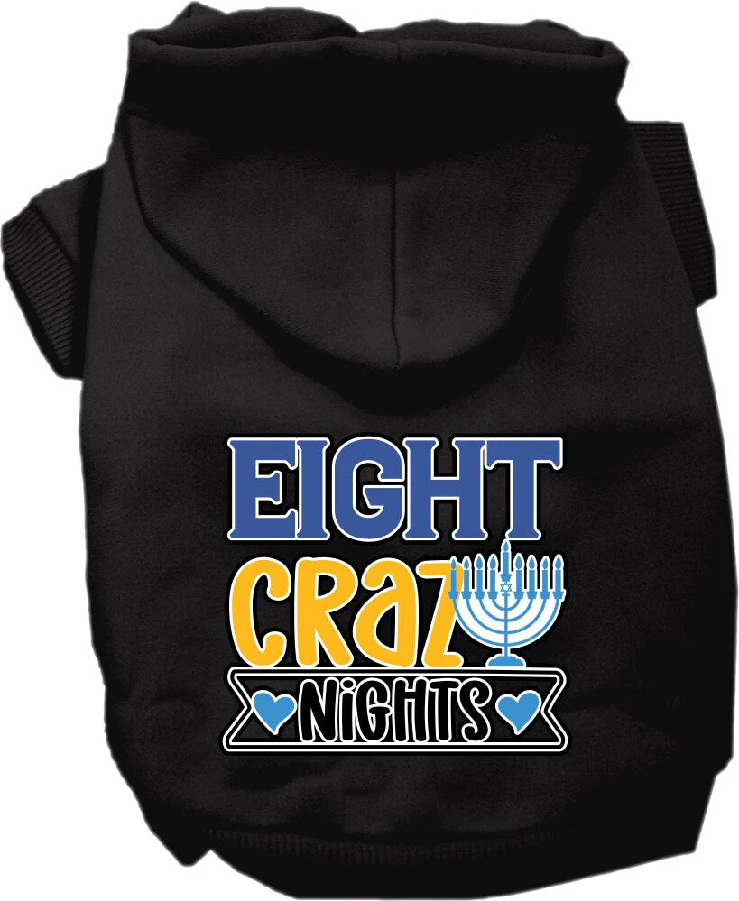 Hanukkah Pet, Dog and Cat Hoodie Screen Printed, "Eight Crazy Nights" - Image 3