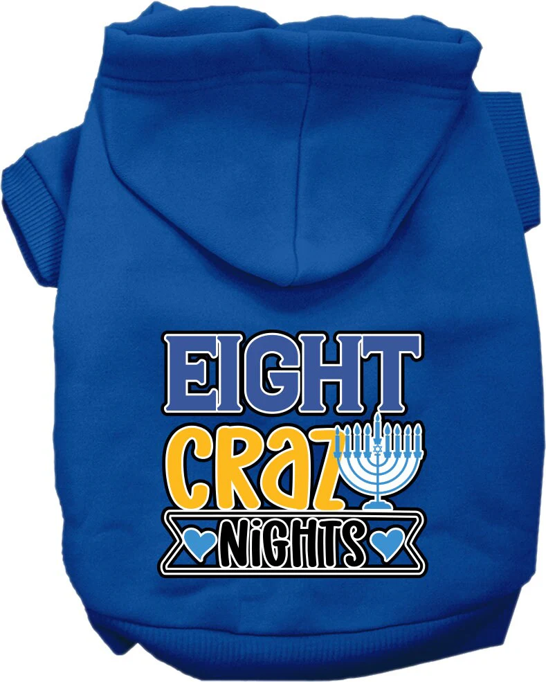 Hanukkah Pet, Dog and Cat Hoodie Screen Printed, "Eight Crazy Nights" - Image 4